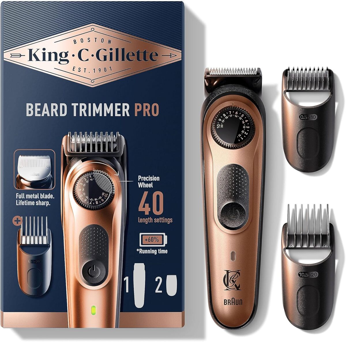 King C.  Gillette PRO : tondeuse à Barbe avec 40 Réglages de Précision