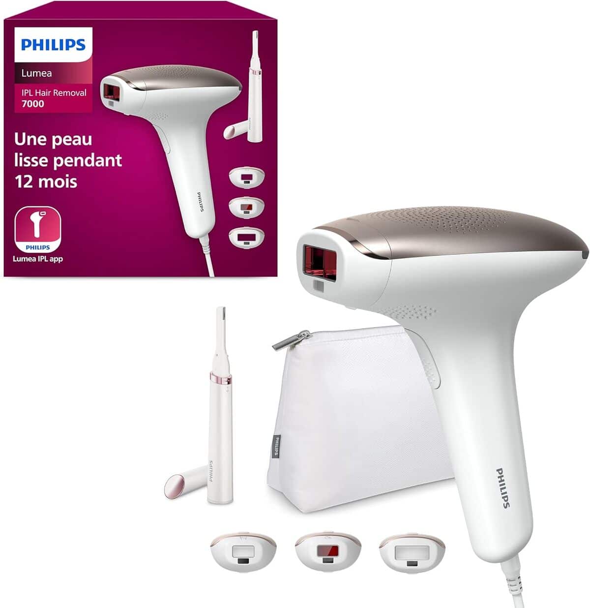 Test Philips Lumea série 7000 : épilateur à lumière pulsée et tondeuse Satin Compact