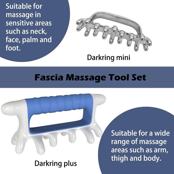 DARKRING Ensemble d'outils de massage du visage en acier inoxydable et en plastique – Outil de massage des points de pression pour tissus et fascias, outil de massage des points de déclenchement