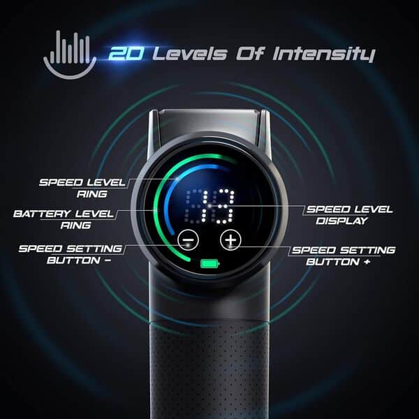 Fusion Black Pro Pistolet de massage des tissus profonds pour athlètes – Masseur à percussion pour soulager la douleur, thérapie musculaire et relaxation