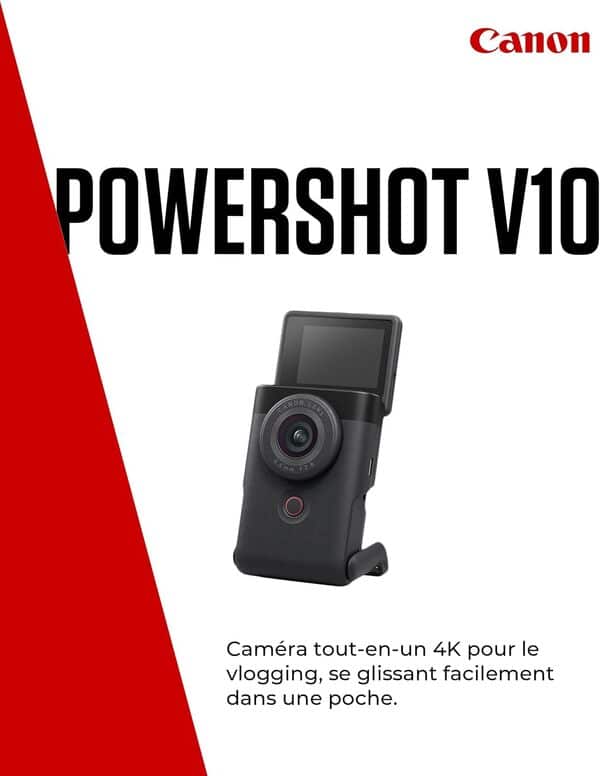 Canon PowerShot V10 Vlogging Starter Kit Kompaktkamera - Digitalkamera (Weitwinkel Objektiv, 4k Kamera Videokamera, klappbares Touch-Display, Stereo-Mikrofon, Stativ, Streaming, Content Creation)