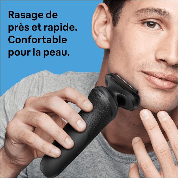 Braun Rasoir Electrique Homme Series 5 52-N7200cc Noir, etanche, Lames Flexibles Pour Raser Doucement Le Visage et La Barbe, 2 Modes De Rasage, Tondeuse De Précision, Coffret Avec Station De Nettoyage