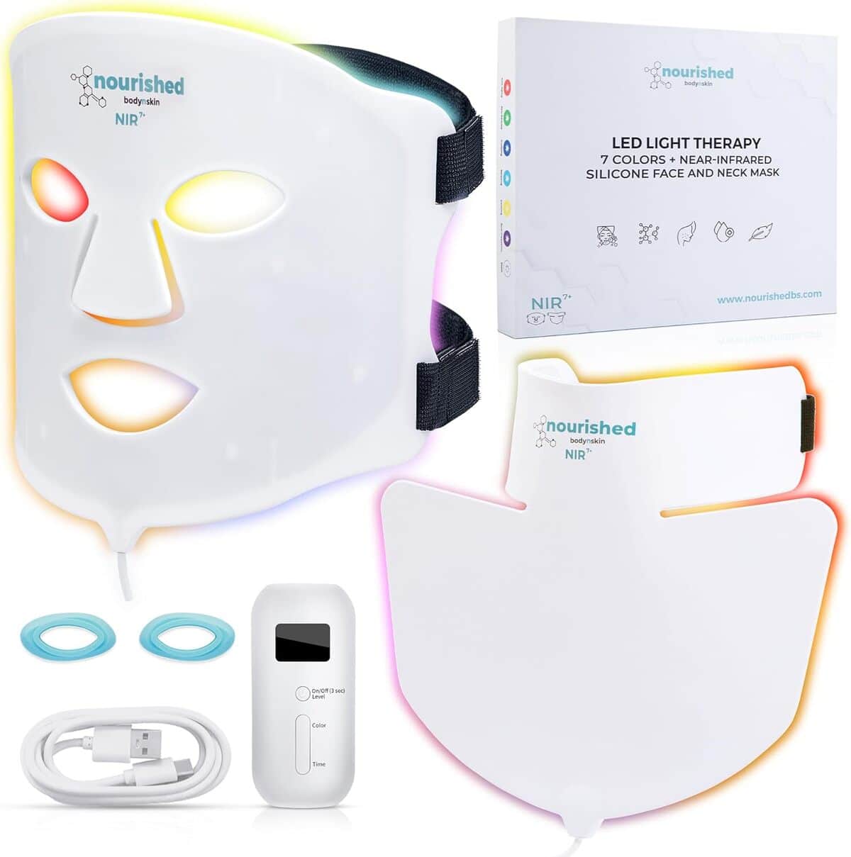 Test du masque LED 7 couleurs Nourished Bodynskin pour visage et cou