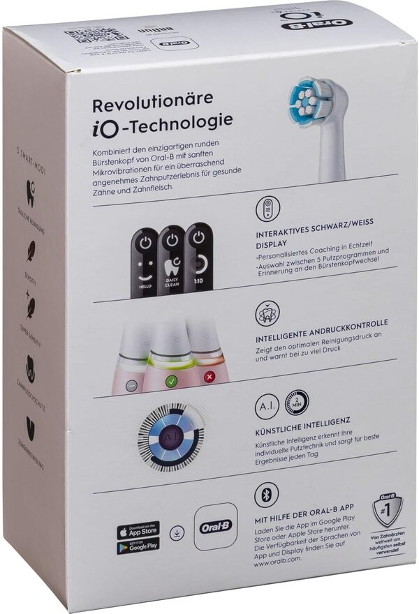Oral-B iO 6 Sensitive Edition Brosse à dents Electric Toothbrush, Technologie magnétique, 2 brosses, 5 modes de brossage pour soins dentaires, affichage et étui de voyage, conçu par marron, sable rose