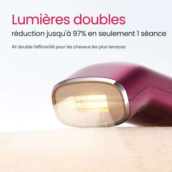 27J 100W Épilateur Lumière Pulsée à Quatre Impulsions, Lumières Doubles, 2°C Saphir, Épilation Laser Permanente et Professionnelle, Mode PHR & Smart App pour Poils Résistants