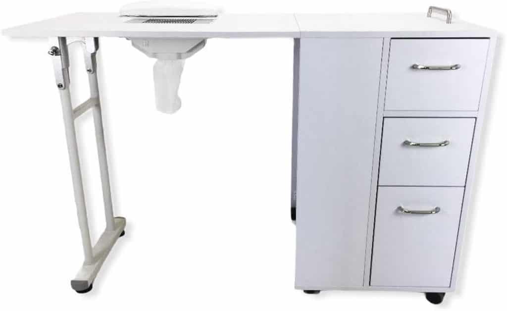 Test table manucure pliante avec aspirateur