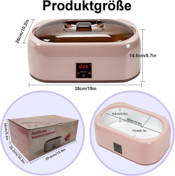 Bain de paraffine 4 litres - Bain de paraffine multifonctionnel pour les mains et les pieds avec cire de paraffine pour bain de paraffine et technologie LED pour l'amélioration des mains