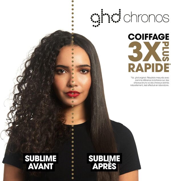 ghd - Lisseur cheveux ghd chronos - Fer à lisser professionnel - Coiffage 3x plus rapide, plus brillant, 2x moins de frisottis, sans chaleur extrême - Lisseur boucleur idéal tous types cheveux