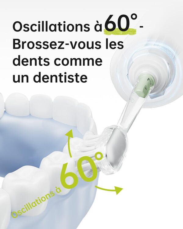 Laifen Wave Special Brosse À Dents Électrique Sonique Pionnière 60° Oscillation Vibration Autonomie 50 Jours 2 Têtes de Brosse Étanchéité IP68 Acceptée par l’ADA pour Voyage (Édition Spéciale Verte)
