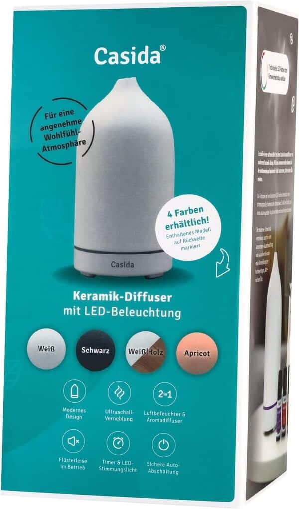Diffuseur d'huiles essentielles avec Couvercle céramique Noir - diffuseur d'arômes 3 en 1 - diffuseur ultrasonique - humidificateur - veilleuse - réservoir d'eau de 100 ML - la qualité des pharmacies