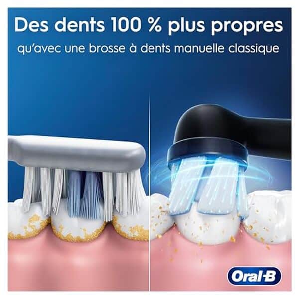 Découvrez l'oral-B iO 2, la brosse électrique noire alliant douceur et efficacité pour des dents parfaitement nettoyées au quotidien