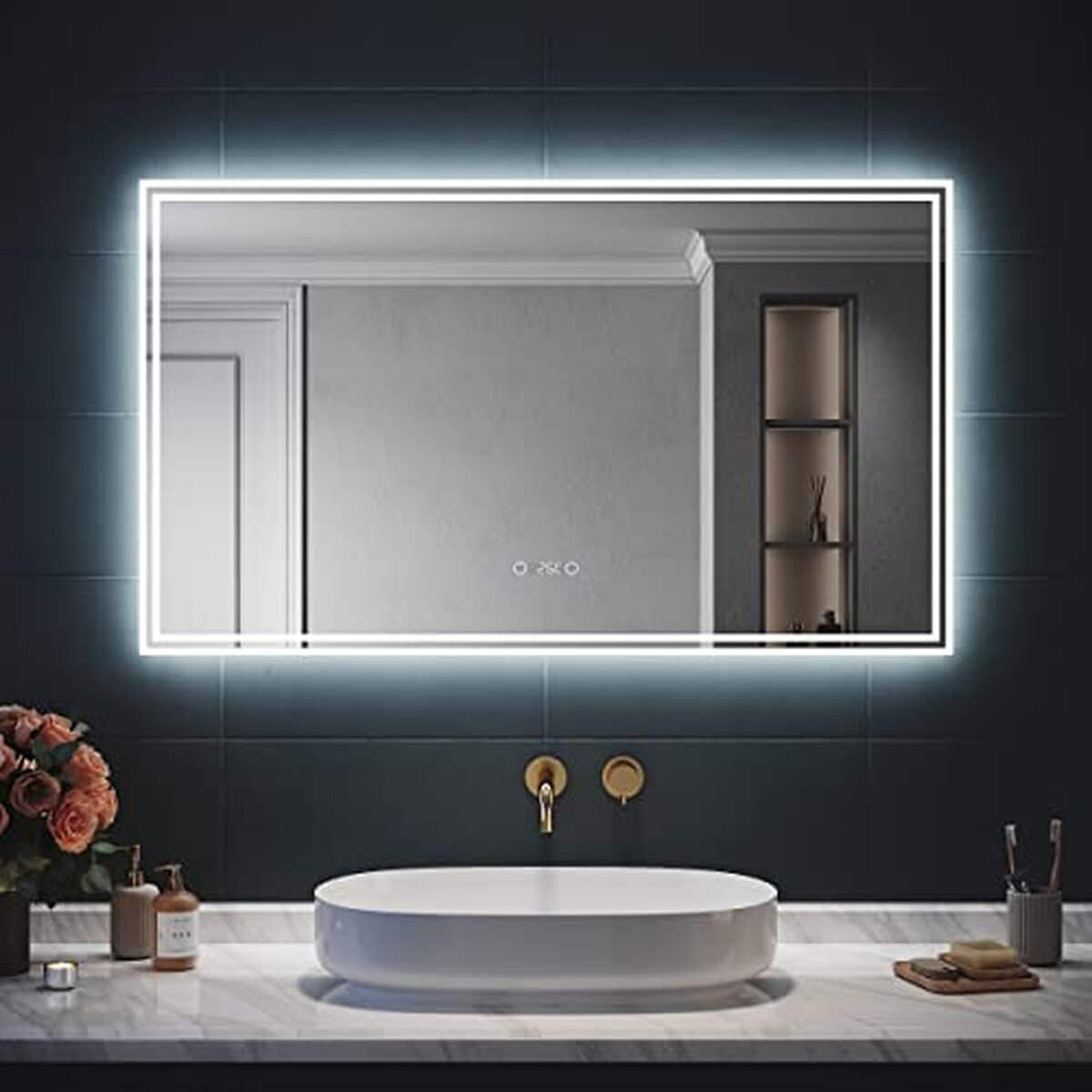 Test du miroir LED SIRHONA 120x70cm avec bluetooth et anti-buée