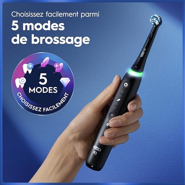 Découvrez notre test complet de la brosse à dents électrique Oral-B iO 5 noire : efficacité de nettoyage, douceur et fonctionnalités innovantes pour une hygiène dentaire optimale. 