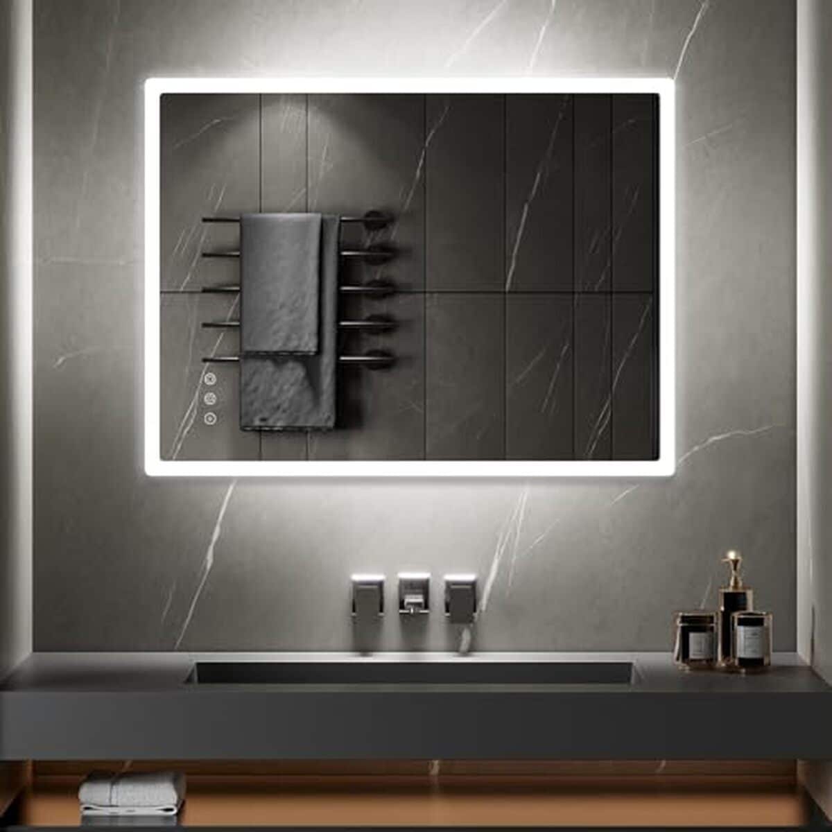 Test : boleo miroir LED 90 x 120 cm avec fonctions tactiles et antibuée